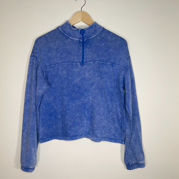 SO Lounge Life | Blue Stonewashed  Quarter Zip Sweatshirt | Medium - Picture 1 of 8